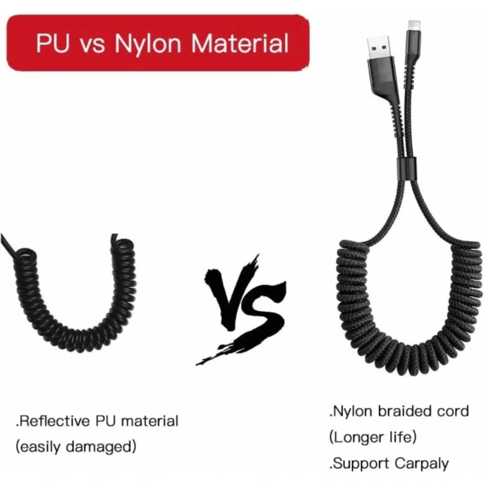 iPhone Charger Coiled Cable 2.1A Fast Charger